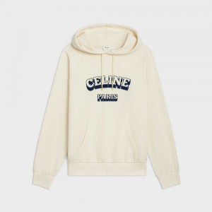 Sweats Celine Paris 70 S Hoodie In Coton And Cashmere Blanche Bleu Marine | CL-592807