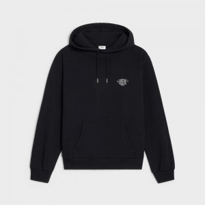 Sweats Celine Wiltern Hoodie In Coton Fleece Noir Blanche | CL-592802