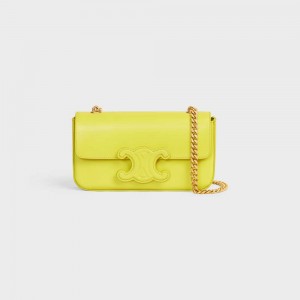 Triomphe Celine Chain Shoulder Bag Cuir In Shiny Calfskin Citron | CL-593238