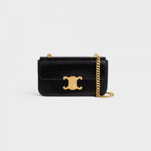 Triomphe Celine Chain Shoulder Bag In Lizard Noir | CL-593234