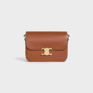 Triomphe Celine Classique Bag In Natural Calfskin Marron | CL-593184