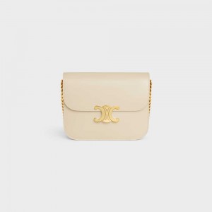 Triomphe Celine College Bag In Shiny Calfskin Beige | CL-593169