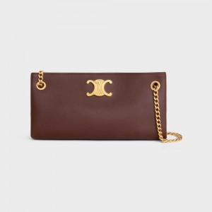 Triomphe Celine Newspaper Chain Bag Soft In Supple Calfskin Marron | CL-593167