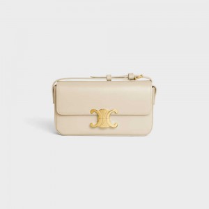 Triomphe Celine Shoulder Bag In Shiny Calfskin Beige | CL-593243