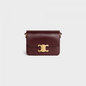 Triomphe Celine Teen Bag In Lizard Bordeaux Foncé | CL-593214