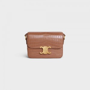 Triomphe Celine Teen Bag In Niloticus Crocodile Marron | CL-593211