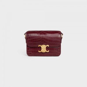 Triomphe Celine Teen Bag In Niloticus Crocodile Bordeaux | CL-593209