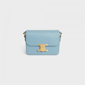 Triomphe Celine Teen Bag In Shiny Calfskin Bleu | CL-593201