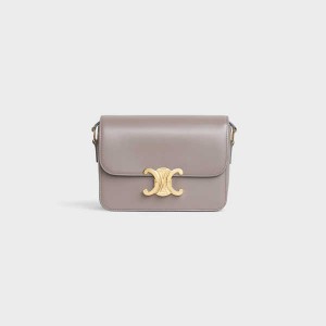 Triomphe Celine Teen Bag In Shiny Calfskin Grise | CL-593199