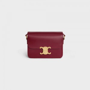 Triomphe Celine Teen Bag In Shiny Calfskin Bordeaux | CL-593197