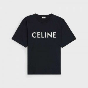 T-shirt Celine Loose In Coton Jersey Noir Blanche | CL-592137