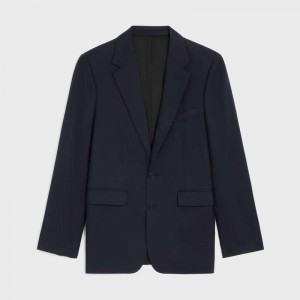 Vestes Celine Classiche In Laine Gabardine Bleu Marine | CL-591982