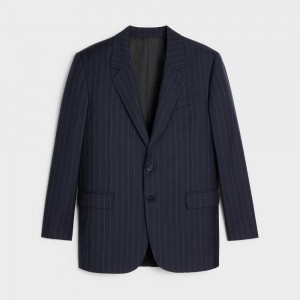 Vestes Celine Jude In Legere Rayé Twill Bleu | CL-592661