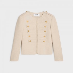 Vestes Celine Military In Tweed Abricot | CL-592636