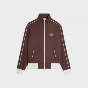 Vestes Celine Tracksuit In Double Face Jersey Marron Foncé Doré | CL-592675