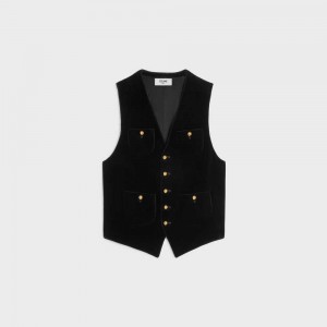 Vestes Celine Waistin Coton Velvet Noir | CL-592673