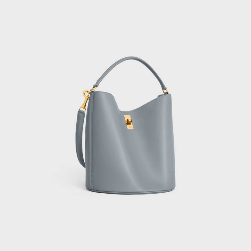 16 Celine Bucket Bag In Smooth Calfskin Bleu Grise | CL-593255