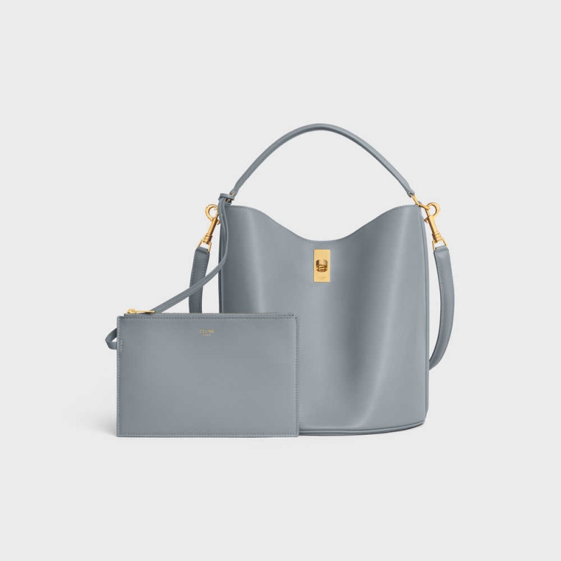 16 Celine Bucket Bag In Smooth Calfskin Bleu Grise | CL-593255