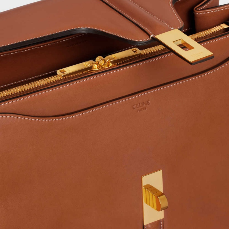 16 Celine Classique Bag In Natural Calfskin Marron | CL-593282