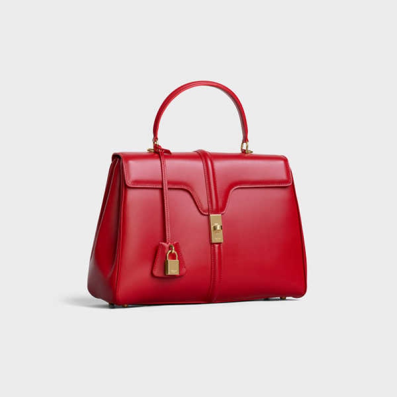 16 Celine Classique Bag In Satinated Calfskin Rouge | CL-593280