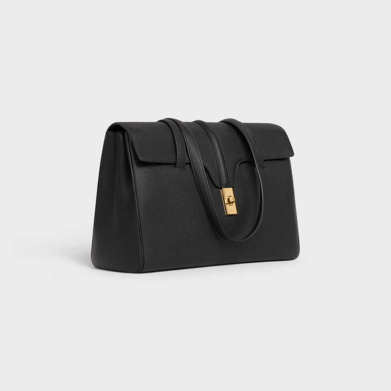 16 Celine Medium Soft Bag In Supple Grained Calfskin Noir | CL-593263