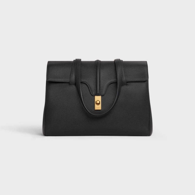 16 Celine Medium Soft Bag In Supple Grained Calfskin Noir | CL-593263