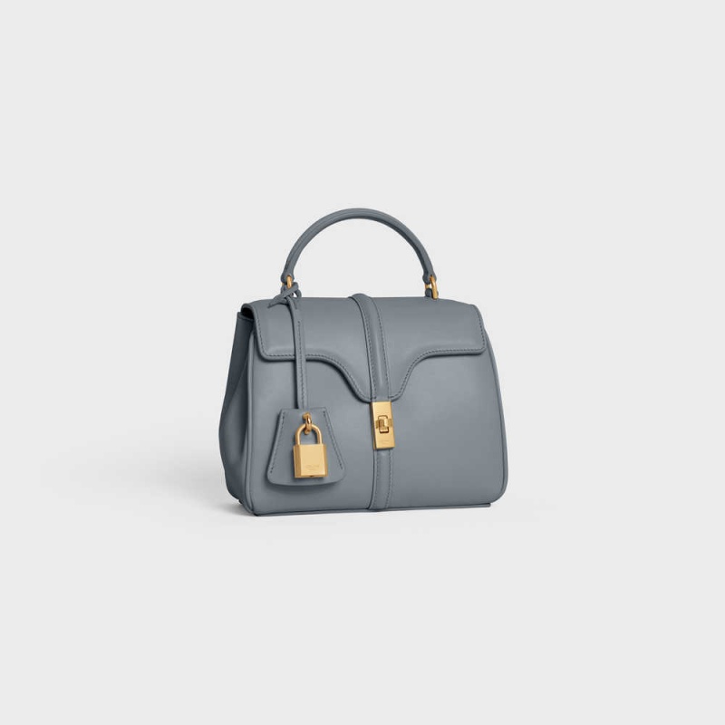 16 Celine Mini In Satinated Calfskin Bleu Grise | CL-593269