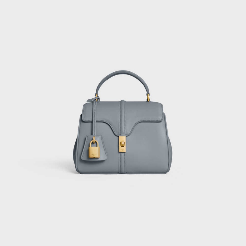 16 Celine Mini In Satinated Calfskin Bleu Grise | CL-593269