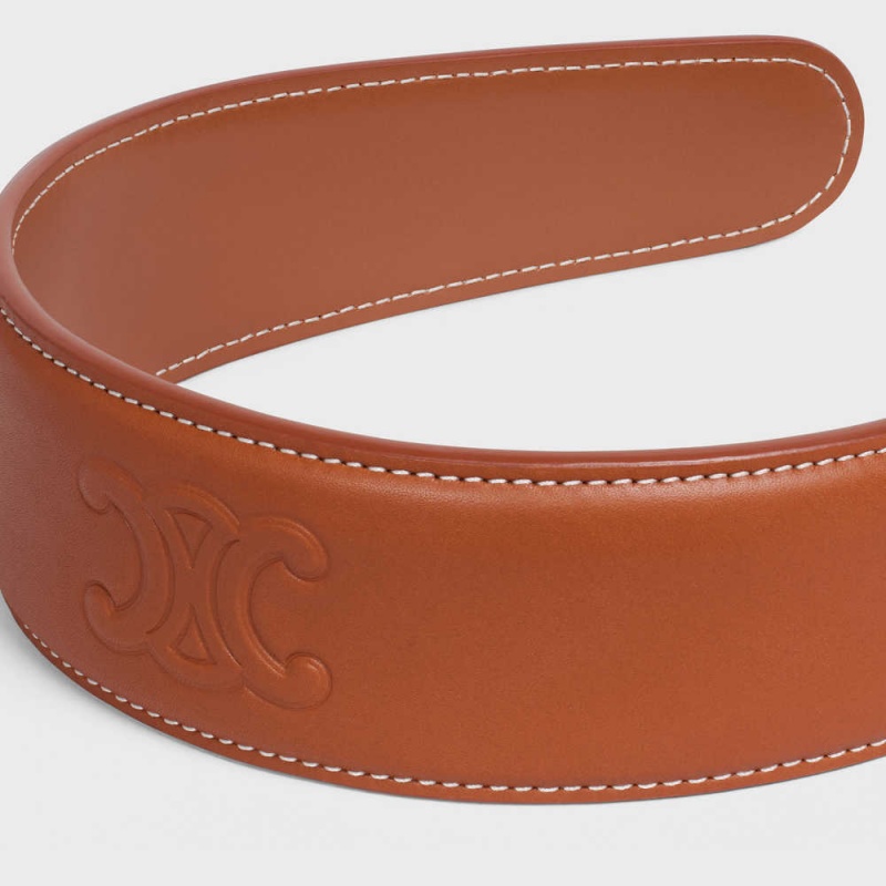 Accessoires Pour Cheveux Celine Cuir Triomphe Headband In Calfskin Cuir Marron | CL-592332