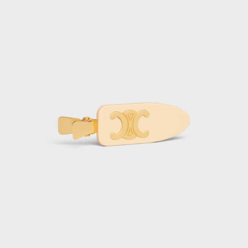 Accessoires Pour Cheveux Celine Triomphe Plates Hair Clip In Vanilla Acetate And Brass With Gold Finish And Steel Jaune Clair Doré | CL-592323