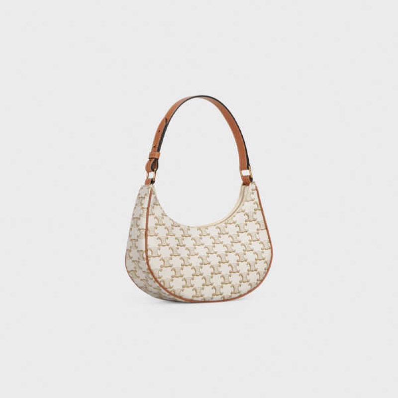 Ava Celine Bag In Triomphe Tela And Calfskin Blanche | CL-593104