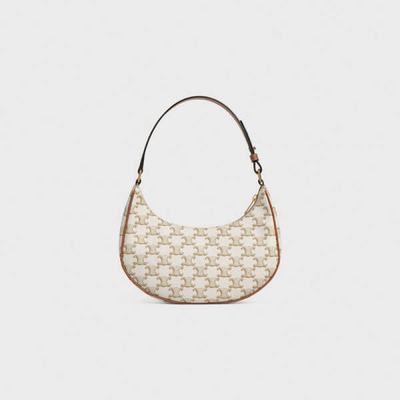 Ava Celine Bag In Triomphe Tela And Calfskin Blanche | CL-593104