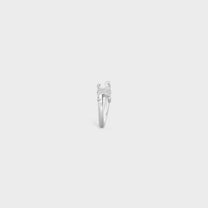 Bagues Celine Triomphe Asymmetric In Brass With Rhodium Finish Argent | CL-592183