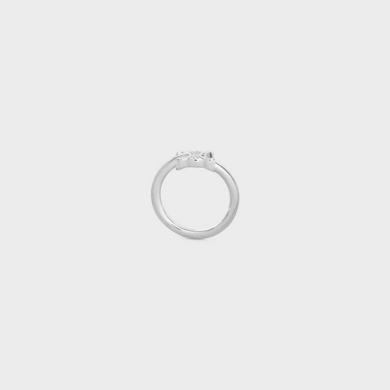 Bagues Celine Triomphe Asymmetric In Brass With Rhodium Finish Argent | CL-592183