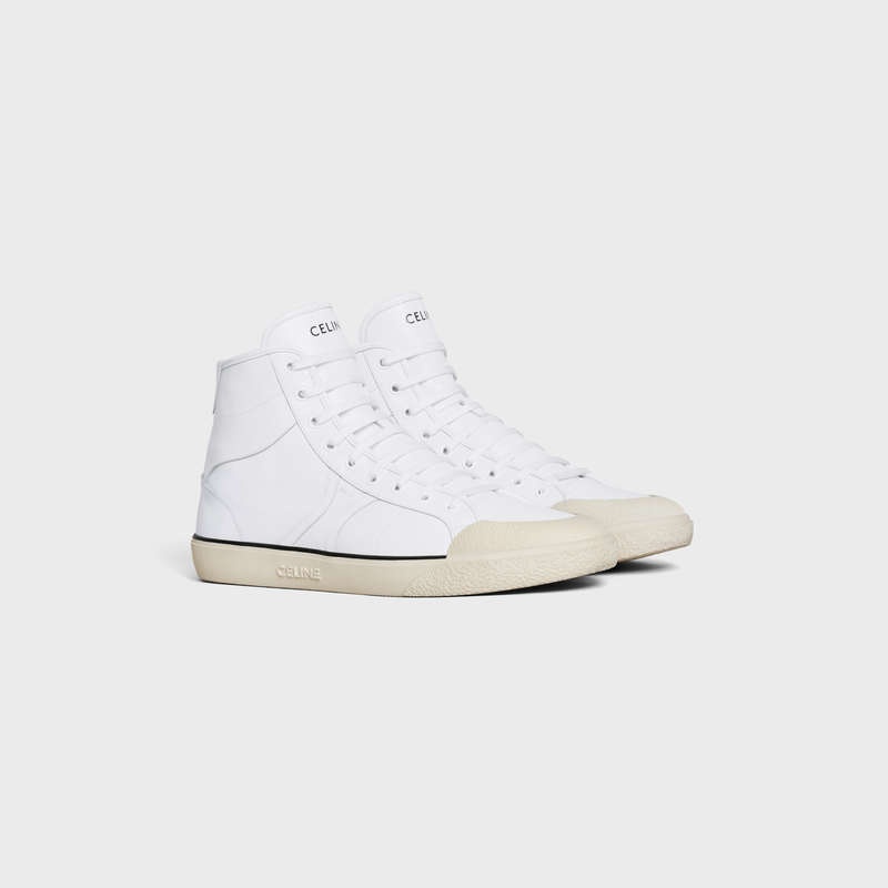 Basket Celine As-02 Mid Low Dentelle-up Alan In Calfskin Blanche | CL-591894