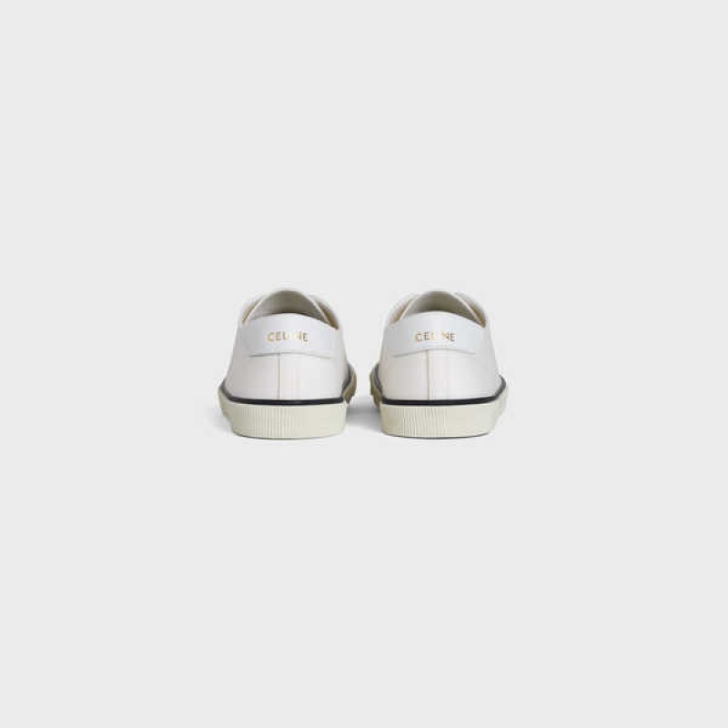 Basket Celine Blank Low Dentelle Up With Embout In Tela And Calfskin Blanche | CL-592555