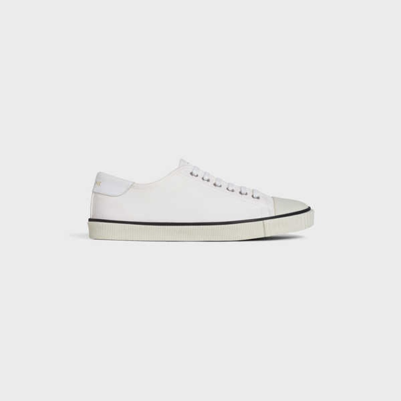 Basket Celine Blank Low Dentelle Up With Embout In Tela And Calfskin Blanche | CL-592555