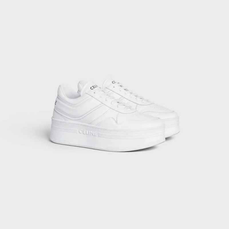 Basket Celine Block Sneakers With Wedge Outsole In Calfskin Blanche | CL-592547