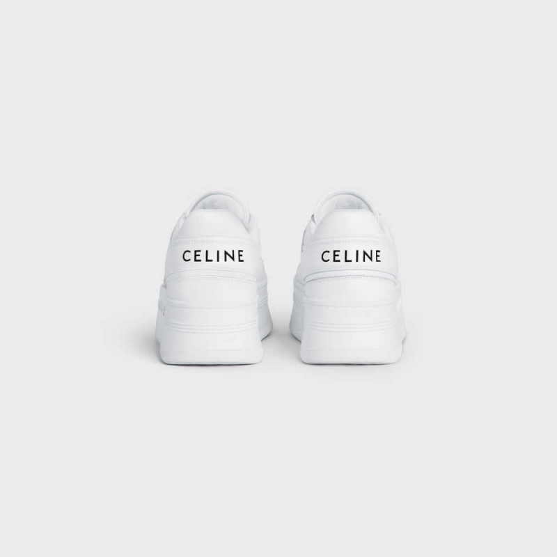 Basket Celine Block Sneakers With Wedge Outsole In Calfskin Blanche | CL-592547