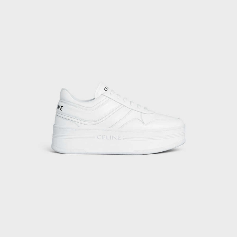 Basket Celine Block Sneakers With Wedge Outsole In Calfskin Blanche | CL-592547