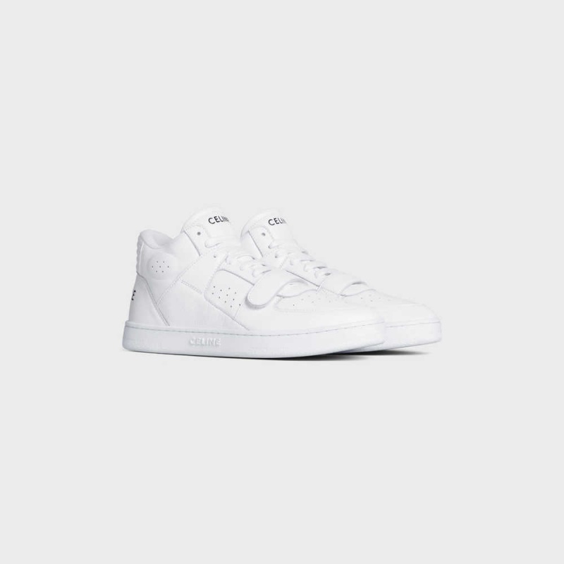 Basket Celine C02 Trainer Mid With Scratch In Calfskin Blanche | CL-592544