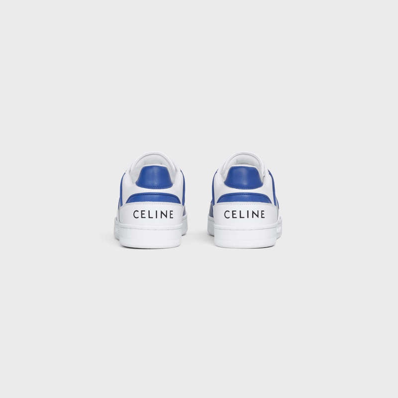 Basket Celine C04 Trainer Low Dentelle-up In Calfskin Blanche Bleu | CL-591905