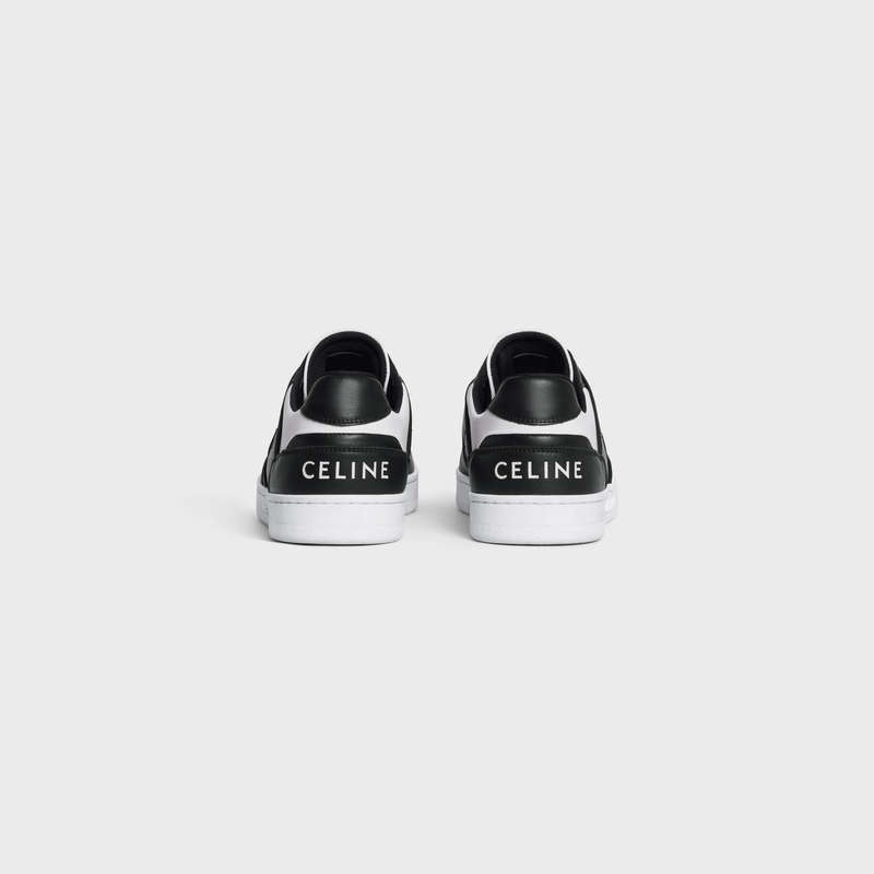 Basket Celine C04 Trainer Low Dentelle-up In Calfskin Blanche Noir | CL-591904