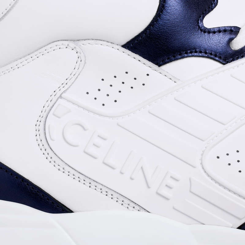 Basket Celine C06 High In Calfskin & Metallic Calfskin Blanche Bleu | CL-591908