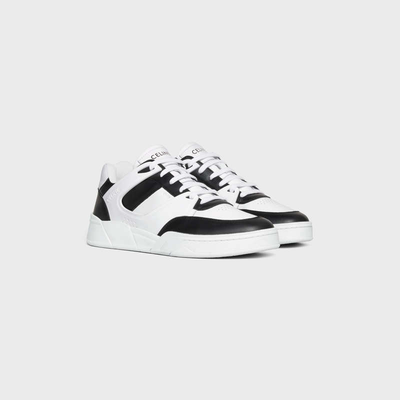 Basket Celine C07 Trainer Low Dentelle-up In Calfskin Blanche Noir | CL-591897