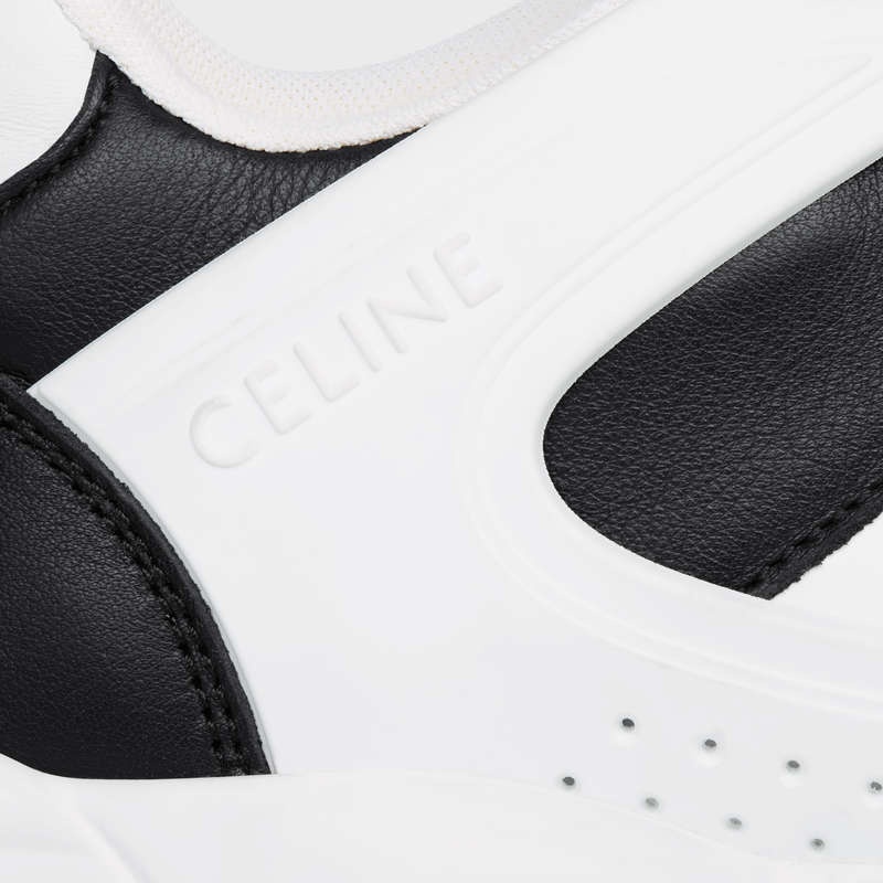 Basket Celine C07 Trainer Low Dentelle-up In Calfskin Blanche Noir | CL-591897