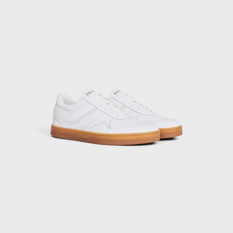 Basket Celine Trainer Low Dentelle-up In Calfskin Blanche Beige | CL-591903