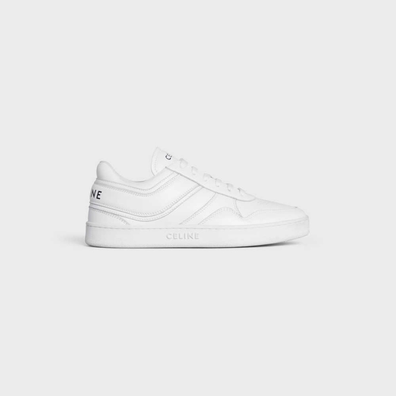 Basket Celine Trainer Low Dentelle-up In Calfskin Blanche | CL-592551