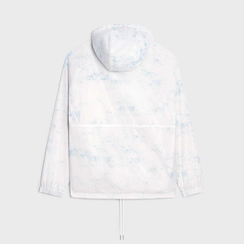 Blousons Celine Ave 57 Sky Windbreaker In Nylon Blanche Multicolore | CL-591955