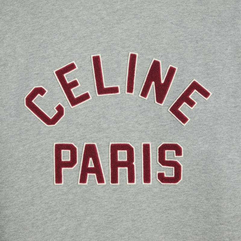 Blousons Celine Teddy College In Coton Fleece Grise Rouge Violette | CL-591943